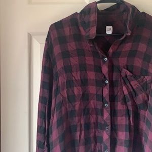 Dark purple + black flannel button down